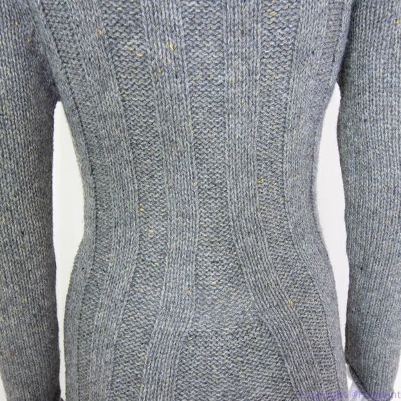 Max Studio wool blend cowl neck cable knit grey pleated sweater dress, size S - Picture 6 of 16